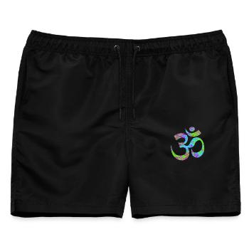 Om - Aum psychedelisch grün - Männer Badeshorts - Schwarz - Vorne - AI Model Male 178 light (178cm)