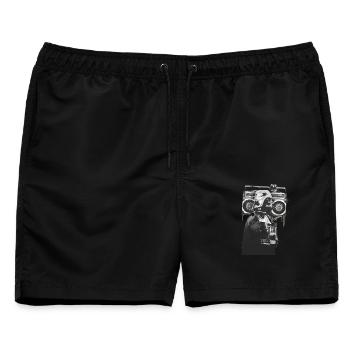 Boombox Helm Collage - Männer Badeshorts - Schwarz - Vorne - AI Model Male 178 light (178cm)