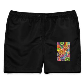 Bunt/Colorful! - Männer Badeshorts - Schwarz - Vorne - AI Model Male 178 light (178cm)
