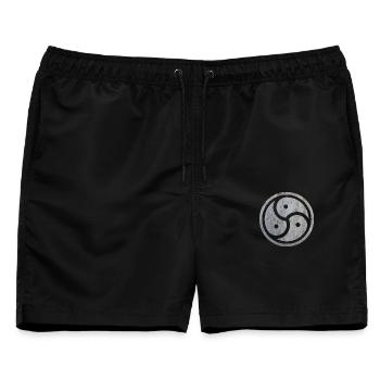 bdsm symbol fetisch bondage latex dominiert herrin - Männer Badeshorts - Schwarz - Vorne - AI Model Male 178 light (178cm)