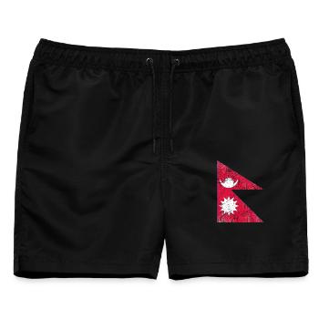 Nepal Flagge Flagge Fahne Flagge Drapeau Bandera - Männer Badeshorts - Schwarz - Vorne - AI Model Male 178 light (178cm)
