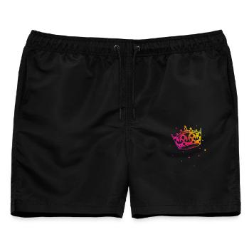 Krone Glitter Regenbogen Love CSD LGBT - Männer Badeshorts - Schwarz - Vorne - AI Model Male 178 light (178cm)