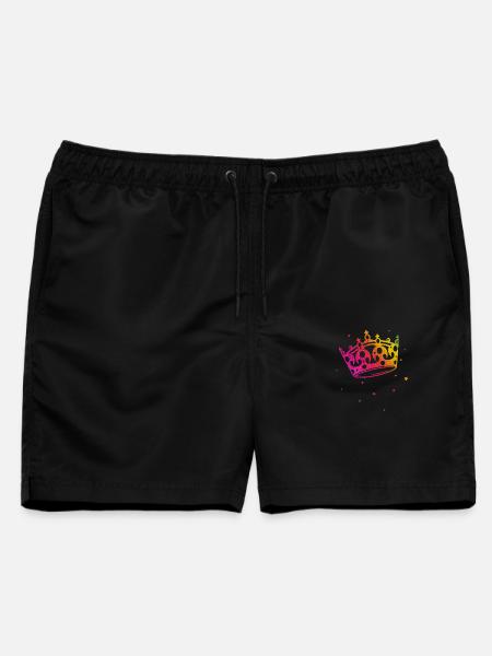 Krone Glitter Regenbogen Love CSD LGBT - Männer Badeshorts - Schwarz
