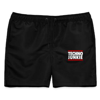 Techno Rave Junkie - Männer Badeshorts - Schwarz - Vorne - AI Model Male 178 light (178cm)
