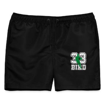 Bird 33 Retro Basketball Streetwear T Shirt - Männer Badeshorts - Schwarz - Vorne - AI Model Male 178 light (178cm)