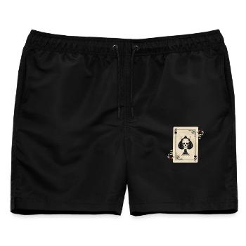Todeskarte / Pik-Ass - Männer Badeshorts - Schwarz - Vorne - AI Model Male 178 light (178cm)