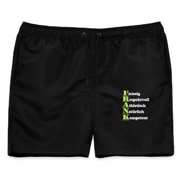 Frank , Vorname,Namensschild,Name,Fun Shirt (25) - Männer Badeshorts - Schwarz - Vorne - AI Model Male 178 light (178cm)