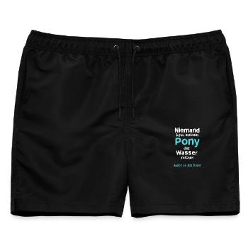 Pony Pferd lustig Pferdesprüche Pferdespaß - Männer Badeshorts - Schwarz - Vorne - AI Model Male 178 light (178cm)