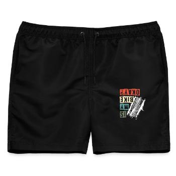 Is My Bike Okay MTB Mountainbike Fahrrad Fahrer - Männer Badeshorts - Schwarz - Vorne - AI Model Male 178 light (178cm)