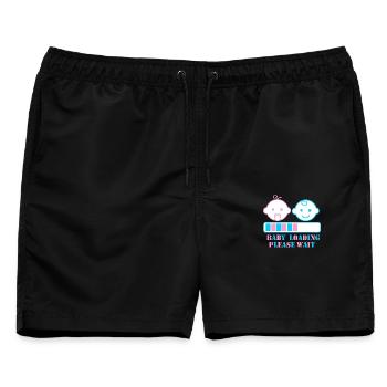 BABY LOADING BITTE WARTEN - Männer Badeshorts - Schwarz - Vorne - AI Model Male 178 light (178cm)
