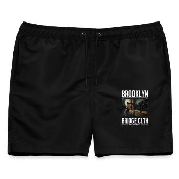 Brooklyn Bridge Straßenlinie - Männer Badeshorts - Schwarz - Vorne - AI Model Male 178 light (178cm)