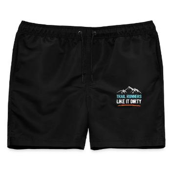 Trail Runners Like It Dirty - Männer Badeshorts - Schwarz - Vorne - AI Model Male 178 light (178cm)
