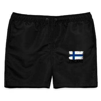 Nordischer Flaggenpinselstrich - Männer Badeshorts - Schwarz - Vorne - AI Model Male 178 light (178cm)