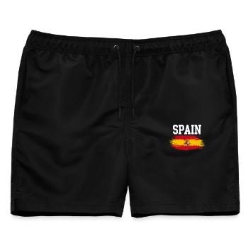 Streifen der spanischen Flagge - Männer Badeshorts - Schwarz - Vorne - AI Model Male 178 light (178cm)