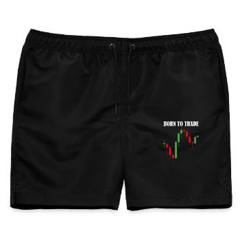 Born to Trade Trading Aktien Börse - Männer Badeshorts - Schwarz - Vorne - AI Model Male 178 light (178cm)