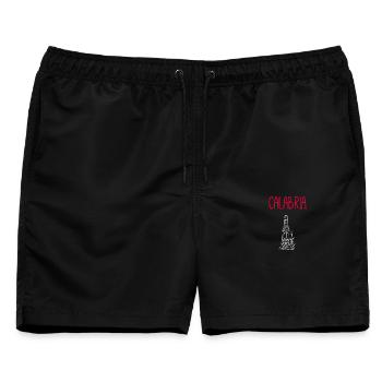 Weinkenner aus Kalabrien – Exklusives Souvenir - Männer Badeshorts - Schwarz - Vorne - AI Model Male 178 light (178cm)