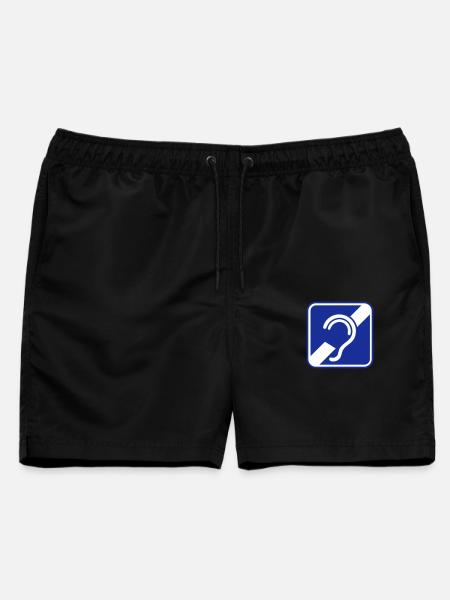 Taub, schwerhörig, Taubheit, Hörverlustzeichen - Männer Badeshorts - Schwarz