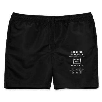 Geschenk zum 40er Lustiger Spruch 40. Geburtstag - Männer Badeshorts - Schwarz - Vorne - AI Model Male 178 light (178cm)