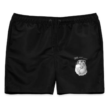 Kaffeehamster Genuss - Männer Badeshorts - Schwarz - Vorne - AI Model Male 178 light (178cm)