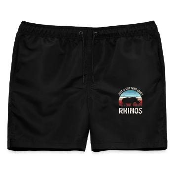 Nashorn Nashörner - Männer Badeshorts - Schwarz - Vorne - AI Model Male 178 light (178cm)