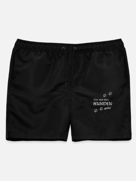 Der mit den Hunden geht Gassi Hundebesitzer Design - Männer Badeshorts - Schwarz