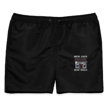 Mein Haus Meine Regeln - Männer Badeshorts - Schwarz - Vorne - AI Model Male 178 light (178cm)