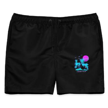 Vaporwave Palm Trees Kanji - Männer Badeshorts - Schwarz - Vorne - AI Model Male 178 light (178cm)