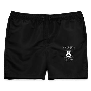 Ruhrpottkind Auf Kohle Geboren Zeche Ruhrgebiet - Männer Badeshorts - Schwarz - Vorne - AI Model Male 178 light (178cm)