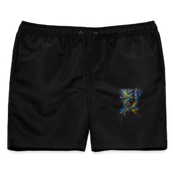 Futurismus Abstrakt - 3D Muster - Männer Badeshorts - Schwarz - Vorne - AI Model Male 178 light (178cm)