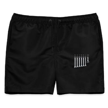 Maulschlüssel mit Bieröffner - Männer Badeshorts - Schwarz - Vorne - AI Model Male 178 light (178cm)