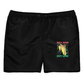 Buy Low Sell High Trading Candlestick Tee - Männer Badeshorts - Schwarz - Vorne - AI Model Male 178 light (178cm)