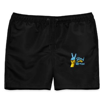 Ukraine Solidarität Handzeichen - Männer Badeshorts - Schwarz - Vorne - AI Model Male 178 light (178cm)