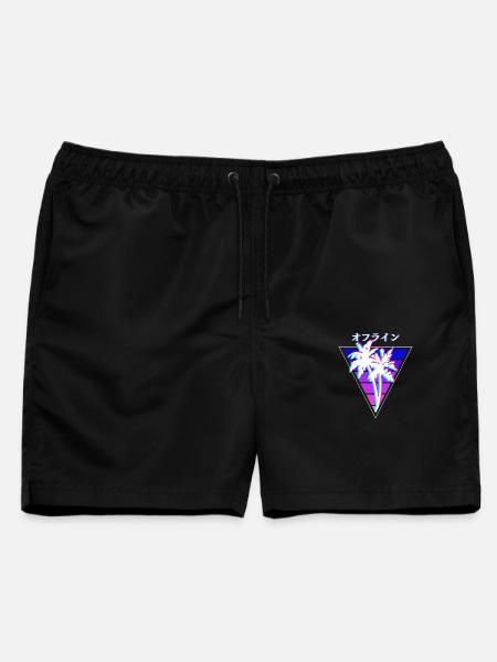 Vaporwave Offline Palmen - Männer Badeshorts - Schwarz