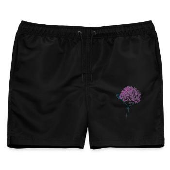 Blühender Klee Kleeblüte Glücksklee - Männer Badeshorts - Schwarz - Vorne - AI Model Male 178 light (178cm)