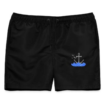 seefahrt design, Wellenmuster, coole Seefaht - Männer Badeshorts - Schwarz - Vorne - AI Model Male 178 light (178cm)