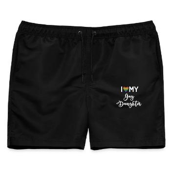 Ich liebe meine schwule Tochter - Männer Badeshorts - Schwarz - Vorne - AI Model Male 178 light (178cm)