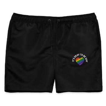 Es ist in Ordnung, schwul zu sein - Männer Badeshorts - Schwarz - Vorne - AI Model Male 178 light (178cm)