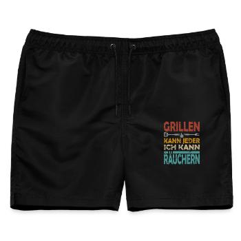 GRILLEN KANN JEDER ICH KANN RÄUCHERN - Männer Badeshorts - Schwarz - Vorne - AI Model Male 178 light (178cm)