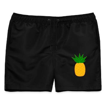 Ananas minimal Geschenk  - Männer Badeshorts - Schwarz - Vorne - AI Model Male 178 light (178cm)