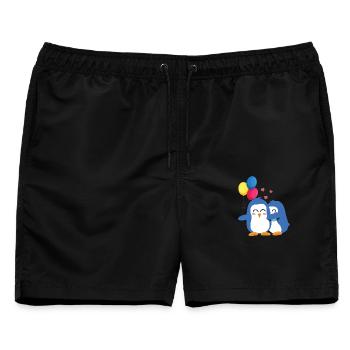 Pinguine mit Luftballons - Männer Badeshorts - Schwarz - Vorne - AI Model Male 178 light (178cm)