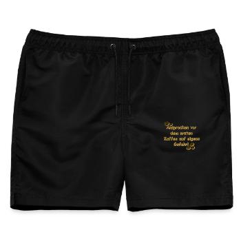 kaffeetrinker, vor dem ersten kaffee, beste küchen - Männer Badeshorts - Schwarz - Vorne - AI Model Male 178 light (178cm)