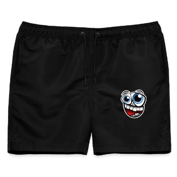 Gesicht Comic - Männer Badeshorts - Schwarz - Vorne - AI Model Male 178 light (178cm)