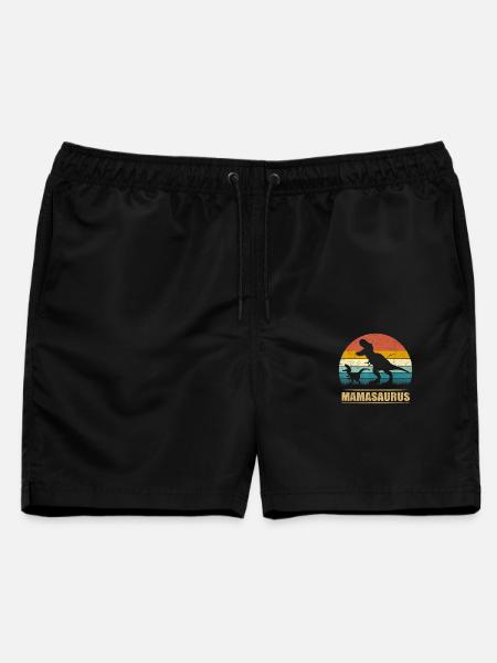 Mamasaurs Retro Dino T-Rex Tyrannosaurus - Männer Badeshorts - Schwarz