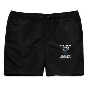 Sensenmann Berufswunsch Mit Menschen - Männer Badeshorts - Schwarz - Vorne - AI Model Male 178 light (178cm)