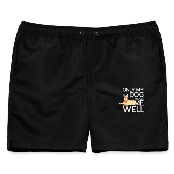 Nur mein Hund kennt mich gut - Männer Badeshorts - Schwarz - Vorne - AI Model Male 178 light (178cm)