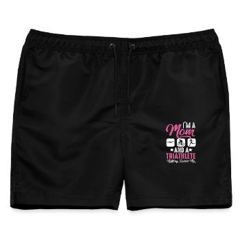 Ich Bin Eine Mutter Und Ein Triathlet - Männer Badeshorts - Schwarz - Vorne - AI Model Male 178 light (178cm)