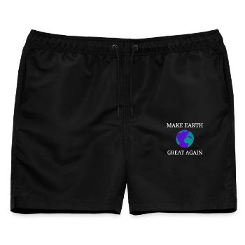 Make Earth Great Again - Männer Badeshorts - Schwarz - Vorne - AI Model Male 178 light (178cm)