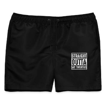 Direkt aus meinen Zwanzigern - Männer Badeshorts - Schwarz - Vorne - AI Model Male 178 light (178cm)