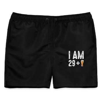 Ich bin 29 plus Bier - Männer Badeshorts - Schwarz - Vorne - AI Model Male 178 light (178cm)