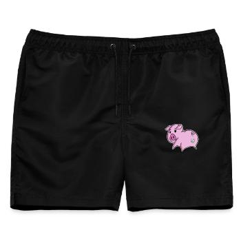 Schwein Arsch - Schwein Hintern - Männer Badeshorts - Schwarz - Vorne - AI Model Male 178 light (178cm)